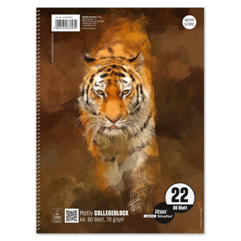 Collegeblock A4 80 Blatt  70g/m&sup2; A4 kariert ohne Rahmen wei&szlig; URSUS Style 044000022 Produktbild