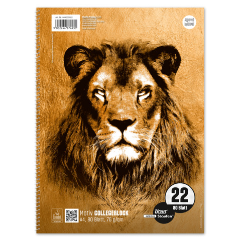 Collegeblock A4 80 Blatt  70g/m&sup2; A4 kariert ohne Rahmen wei&szlig; URSUS Style 044000022 Produktbild Einzelbild 2 XL