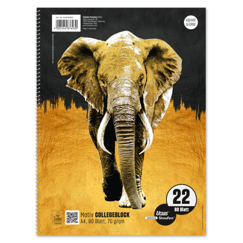Collegeblock A4 80 Blatt  70g/m&sup2; A4 kariert ohne Rahmen wei&szlig; URSUS Style 044000022 Produktbild Einzelbild 3 XL