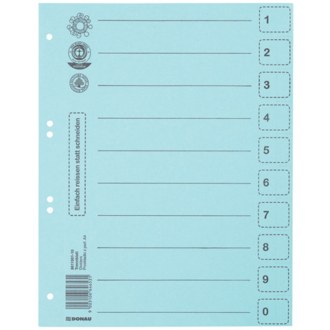 Trennblatt A4 blau DONAU 8611001-10 Produktbild
